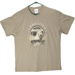 212 Fahrenheit Utah Utes Mens XL T-Shirt Tan Hunting Dog Graphic New With Tags